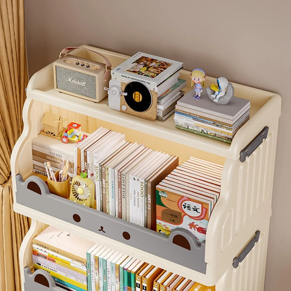 Size S 3 Layers Foldable Bookshelf Storage Rack with 360° Silent Swivel Wheels for Kids Books and Toys , 41.5 x 27 x 84 cm - White - 7