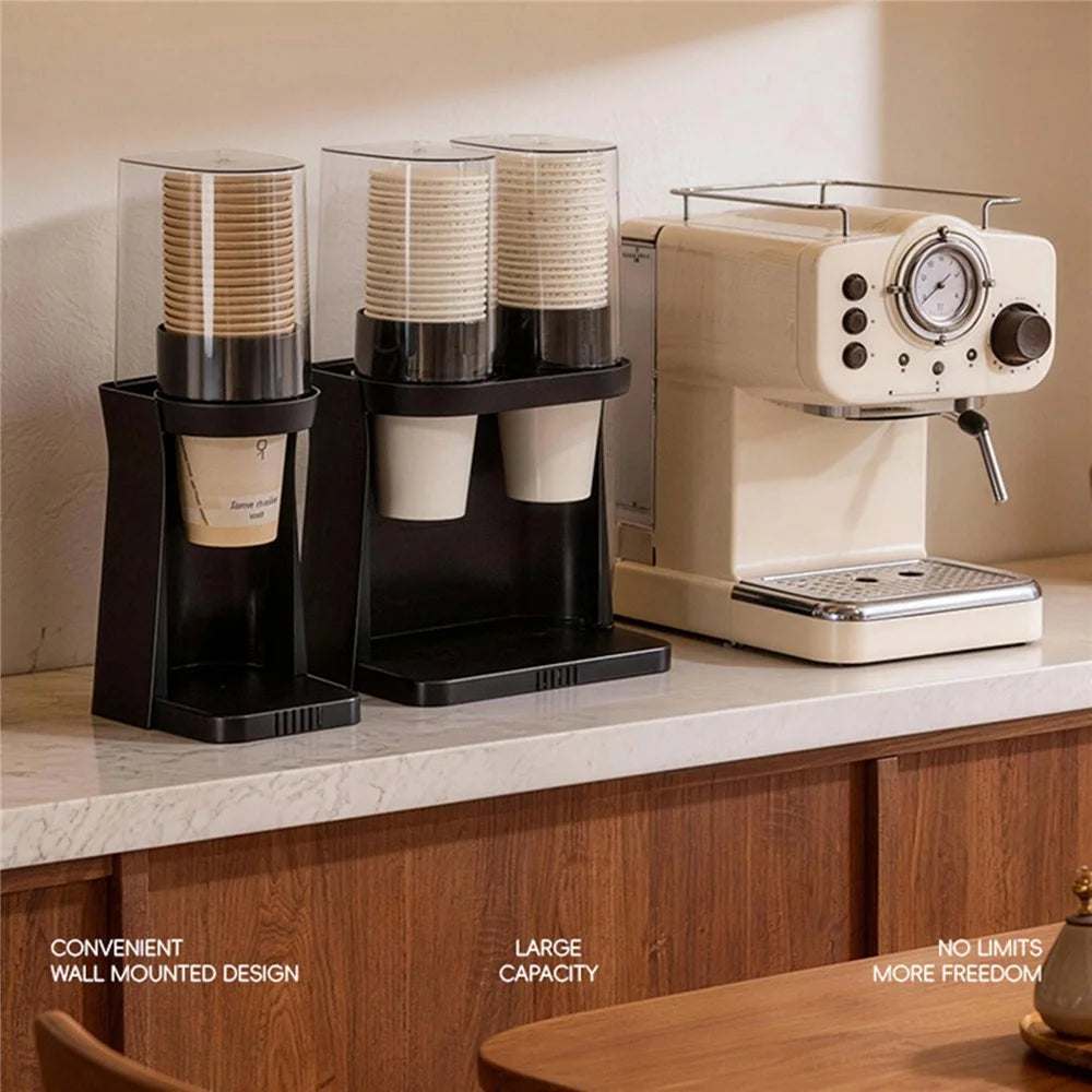 Single Cup Style Cup Dispenser Wall-Mounted Desktop Dual-Use Cup Holder for Home Kitchen Office - Black - 4