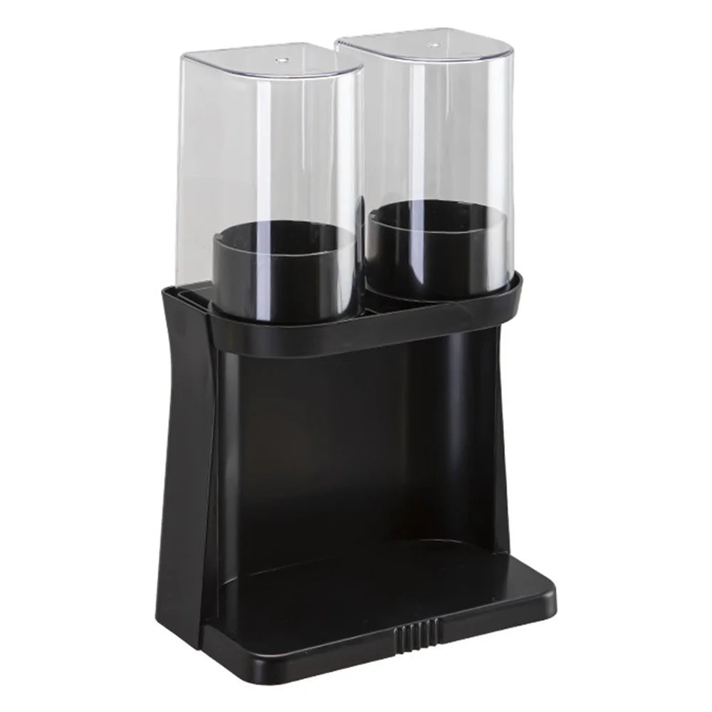Double Cup Style Cup Dispenser Wall-Mounted Desktop Dual-Use Cup Holder for Home Kitchen Office - Black - 1