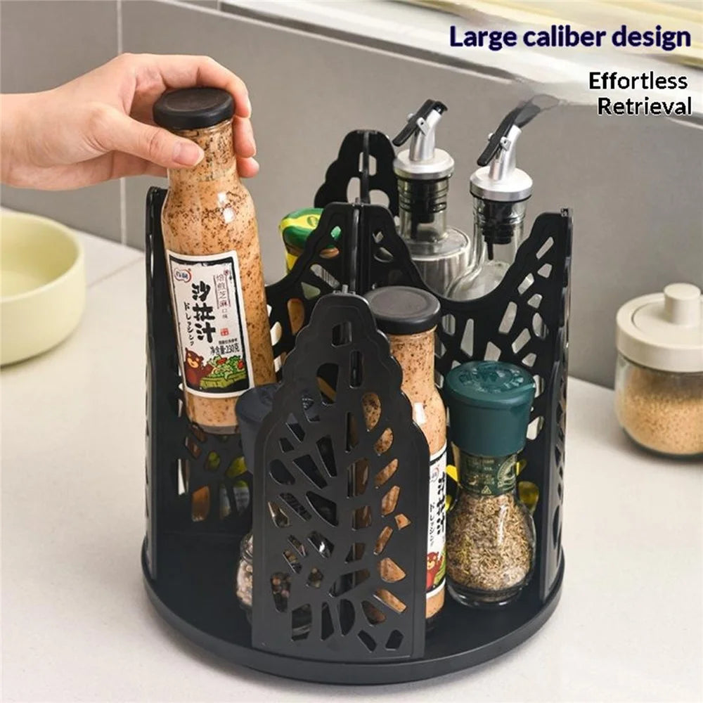 Paper Cup Holder 360° Rotating 4-Compartment Storage Rack for Kitchen - Black - 3