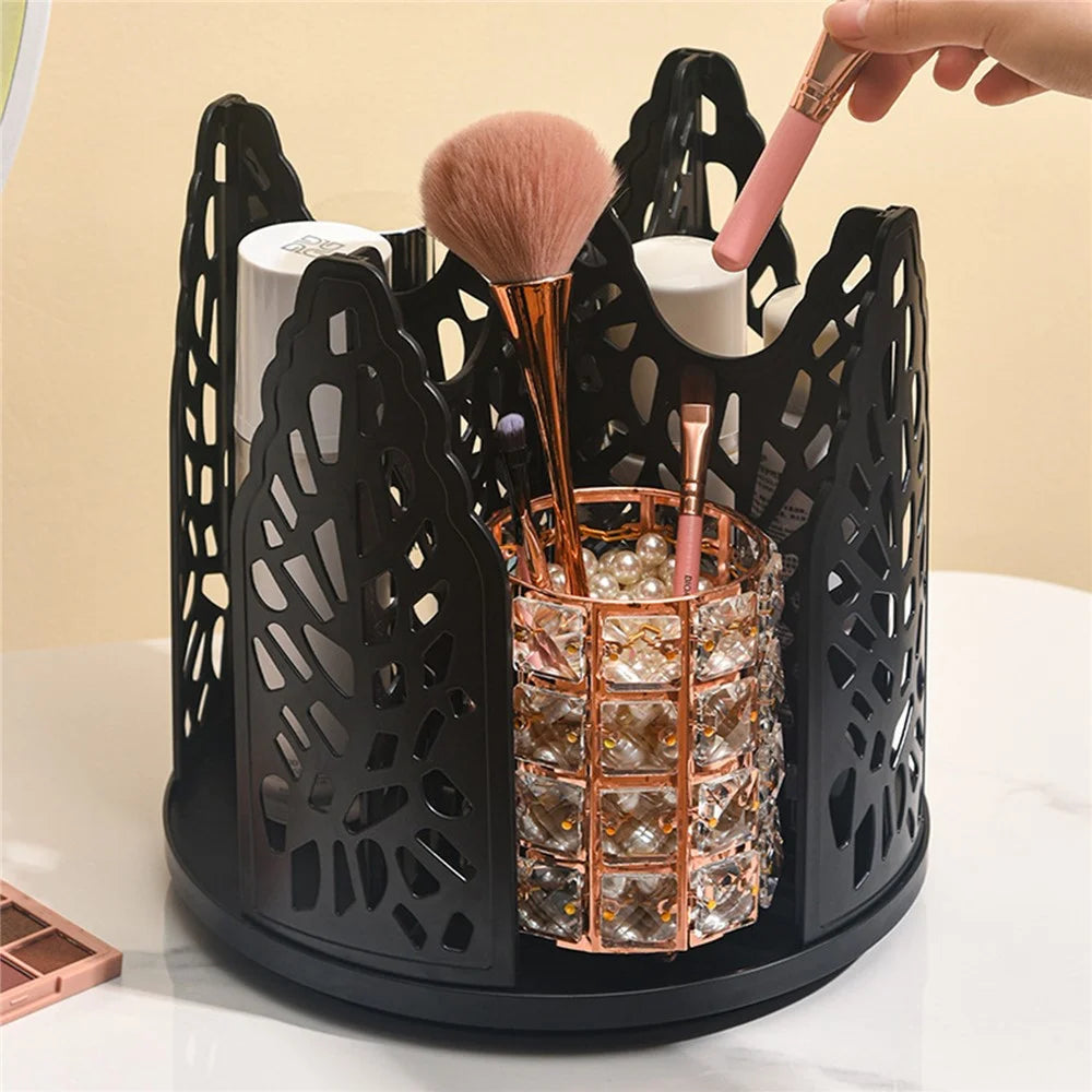 Paper Cup Holder 360° Rotating 4-Compartment Storage Rack for Kitchen - Black - 6
