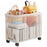 38x25x25cm Under Desk Storage Rack with Wheels Foldable Rolling Cart Organizer - Clear White - 1