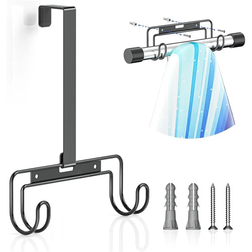 Over-the-Door Ironing Board Holder Wall Mounted Storage Rack Home Organizer - Black - 1