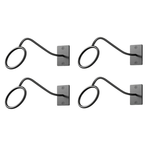 4Pcs Wall Mounted Hat Hook Rustproof Carbon Steel Circular Support Baseball Cap Rack - Black - 1