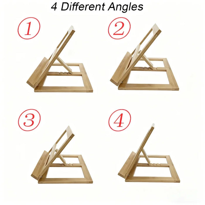 Bamboo Laptop Stand Desk Riser 4-Level Adjustable Ergonomic Foldable Reading Shelf Heat Dissipation - 5