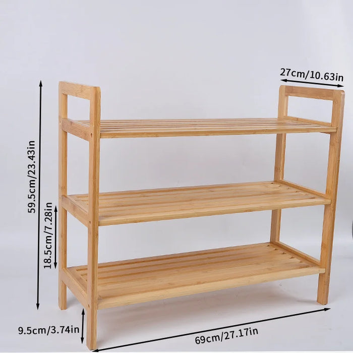 3-Tier Japanese Style Bamboo Shoe Rack Storage Shelf for Entryway Bedroom Living Room - 7