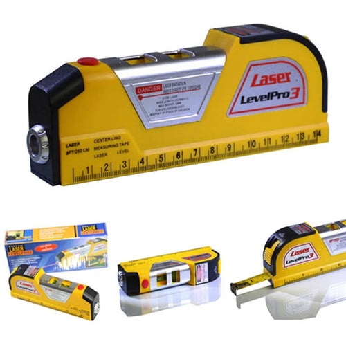 LV-02 Laser Horizon Vertical Measure Tape Horizontal Ruler 4-in-1 Infrared Laser Level Cross Line Laser Measure Tape - 1
