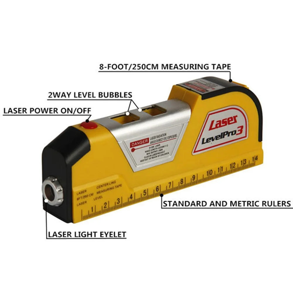 LV-02 Laser Horizon Vertical Measure Tape Horizontal Ruler 4-in-1 Infrared Laser Level Cross Line Laser Measure Tape - 4
