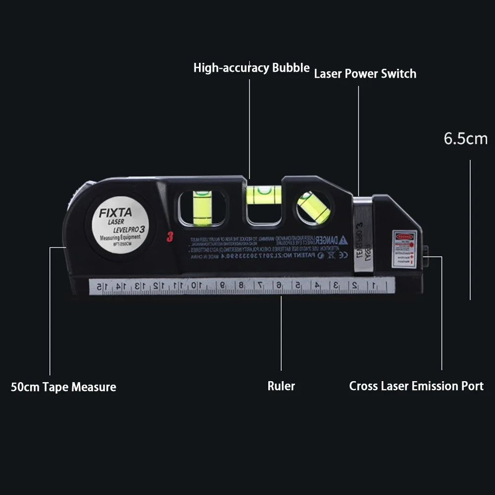 Cross / Straight Line Infrared Laser Level Multifunction Horizontal Vertical Laser Leveling Instrument Measure Tape with Tripod - 4