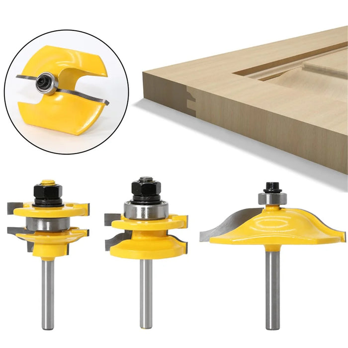 3Pcs Router Bit Set 1 / 4" Shank Woodworking Wood Cutter Groove Engraving Milling Tool - 1