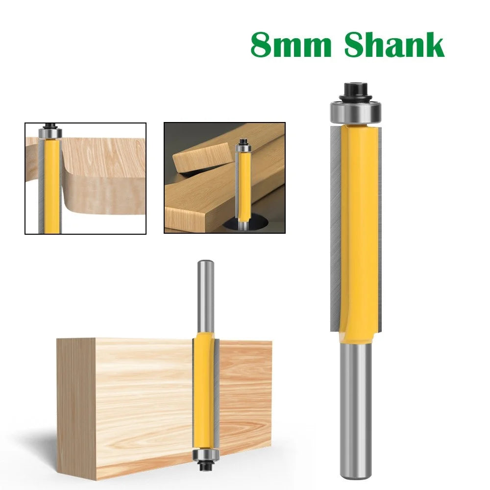3Pcs / Set 8mm Shank Wood Trimmer Router Hard Cutter Woodworking Long Plunge Knife with Plastic Box - 4