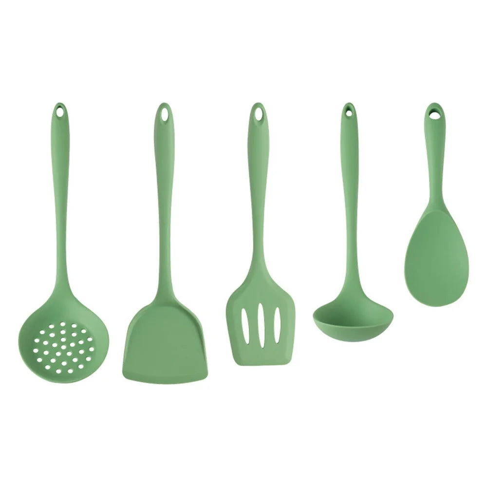 5Pcs / Set Kitchen Utensils Silicone Spatula Ladle Rice Spoon Kitchen Cooking Tools Kit (FDA Certificated, BPA Free) - 1