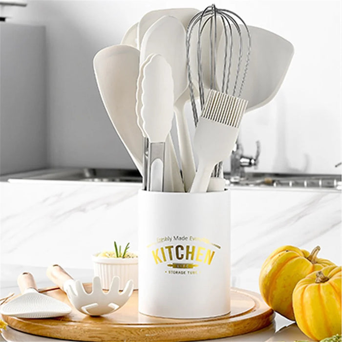 DS11209 12Pcs / Set Silicone Cooking Utensils Spatula Filter Spoon Brush Whisk Kitchen Cookware Kit (BPA-Free, FDA Certified) - 2