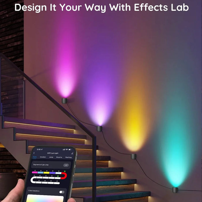BLX-01 4Pack RGBIC LED Light Smart Wall Sconces Music Sync Home Decor Tuya WiFi Wall Lights Work with Alexa - EU Plug - 4