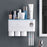 ASWEI A1909 3 Cups Toothbrush Holder Wall Mounted with Toothpaste Dispenser, Tray, Drawer, and 3 Brush Slots for Bathrooms - Blue - 1