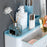 ASWEI A1910 Bathrooms Wall Mounted 4 Cups Toothbrush Holder with Toothpaste Dispenser, Tray, 2 Drawer, 4 Brush Slot - Blue - 3
