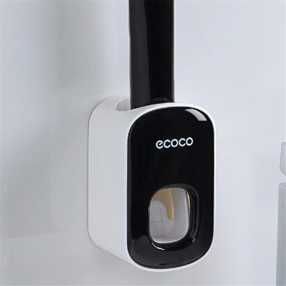 ECOCO Wall Mounted Toothpaste Dispenser for Bathroom Automatic Toothpaste Squeezer for Kids and Adults - Black - 2