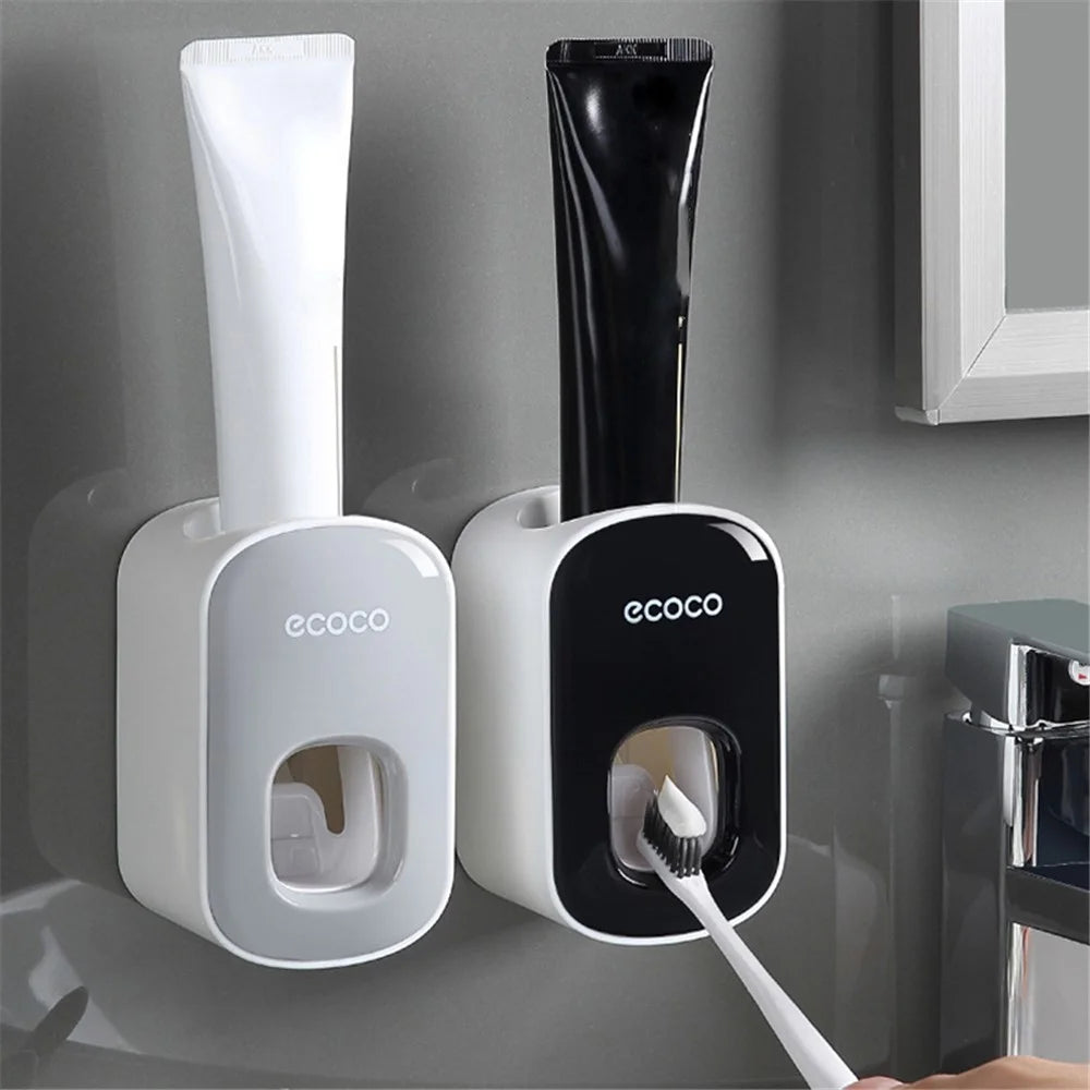 ECOCO Wall Mounted Toothpaste Dispenser for Bathroom Automatic Toothpaste Squeezer for Kids and Adults - Black - 3