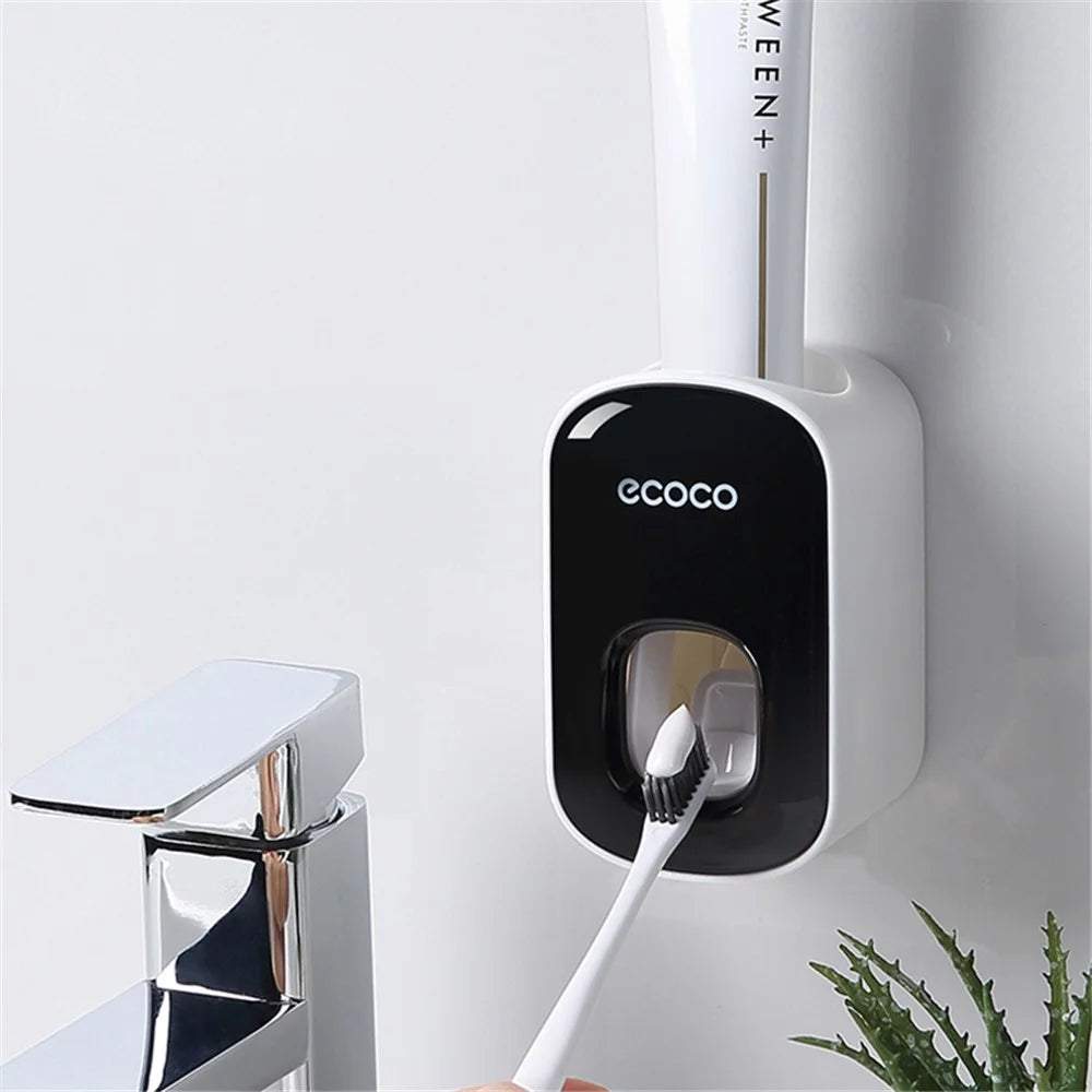 ECOCO Wall Mounted Toothpaste Dispenser for Bathroom Automatic Toothpaste Squeezer for Kids and Adults - Black - 5