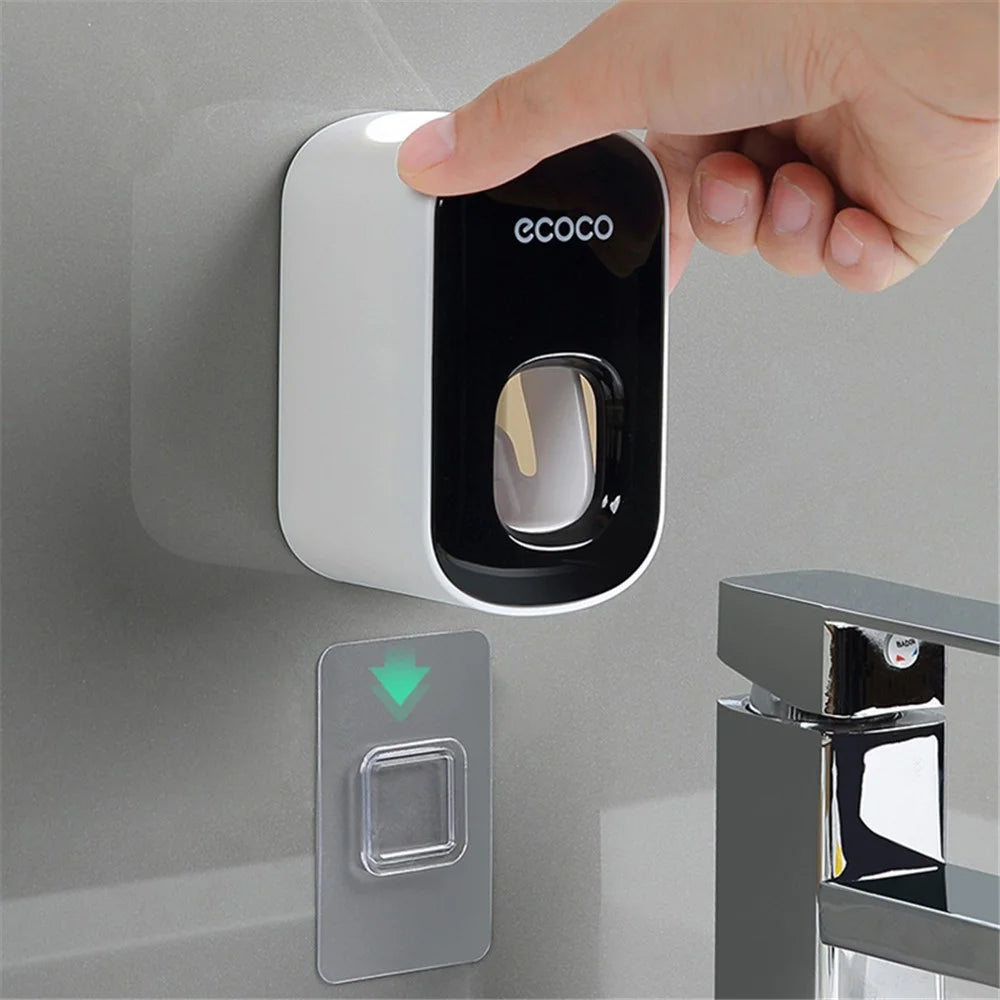 ECOCO Wall Mounted Toothpaste Dispenser for Bathroom Automatic Toothpaste Squeezer for Kids and Adults - Black - 6