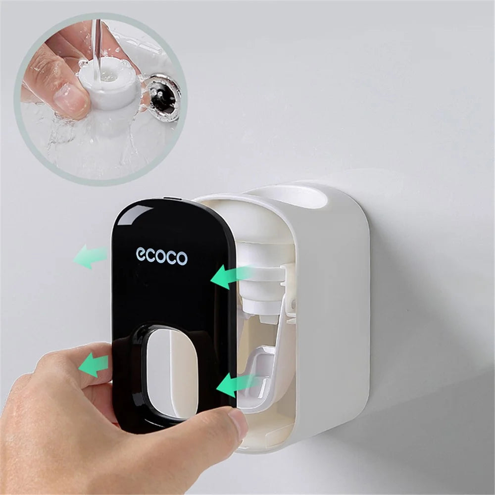ECOCO Wall Mounted Toothpaste Dispenser for Bathroom Automatic Toothpaste Squeezer for Kids and Adults - Black - 7
