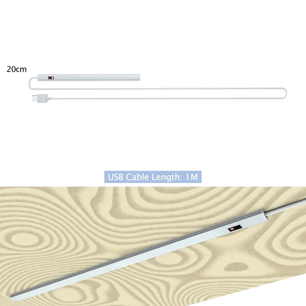 1469 20cm Gesture Sensor LED Bar Light Self-adhesive USB Night Light Infrared Induction Cabinet Lamp - Pure White - 2