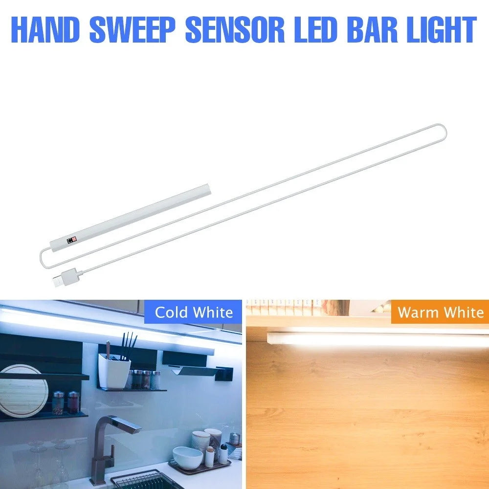 1469 20cm Gesture Sensor LED Bar Light Self-adhesive USB Night Light Infrared Induction Cabinet Lamp - Pure White - 7