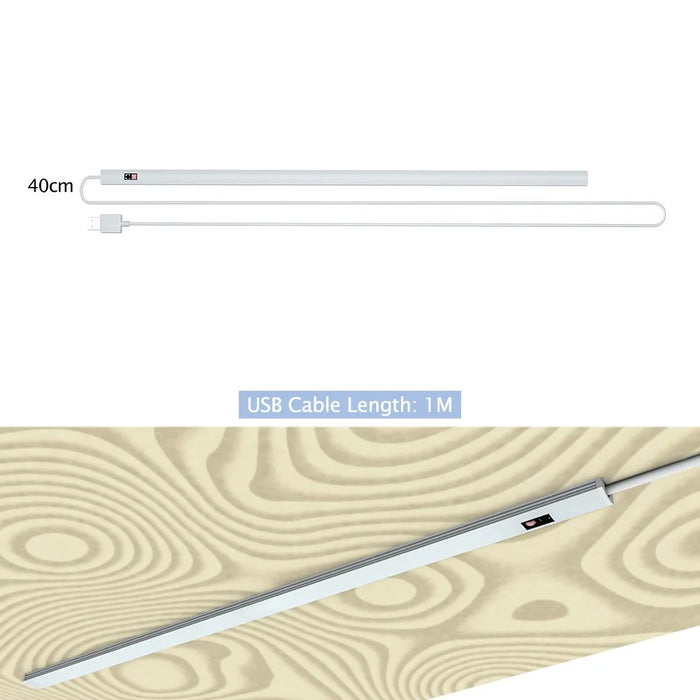 1469 40cm Hand Sensing USB LED Bar Light Self-adhesive Infrared Induction Cabinet Lamp - Pure White - 2