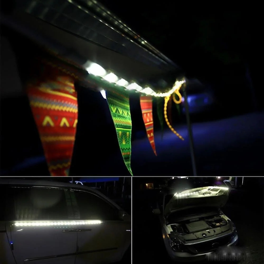 1.5m 45-LED String Light Outdoor Tent Camping Single Color Lighting Lamp Strip with 5V Touch Control Switch - White Light - 7
