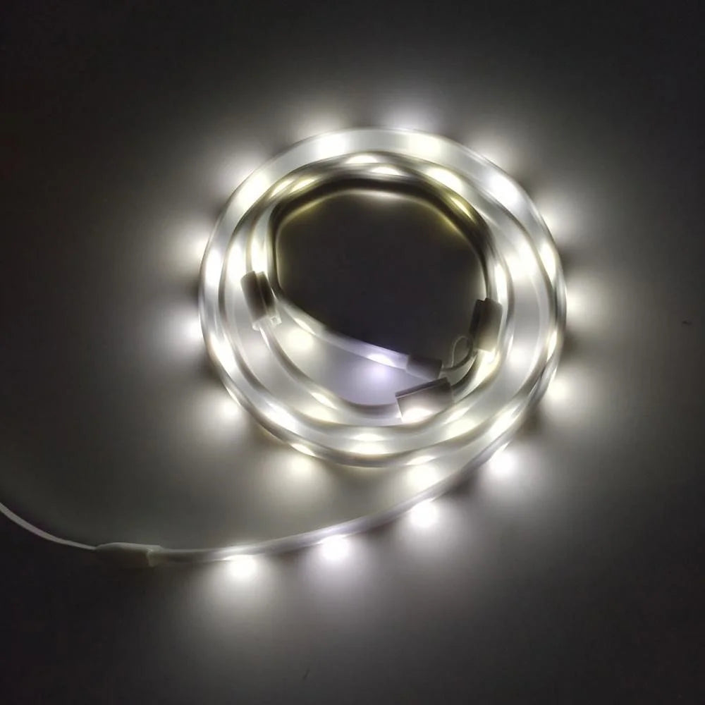 1.5m 90-LED String Light Strip Lamp Outdoor Single Color Lighting Lamp with 5V Touch Control Switch - White Light - 2