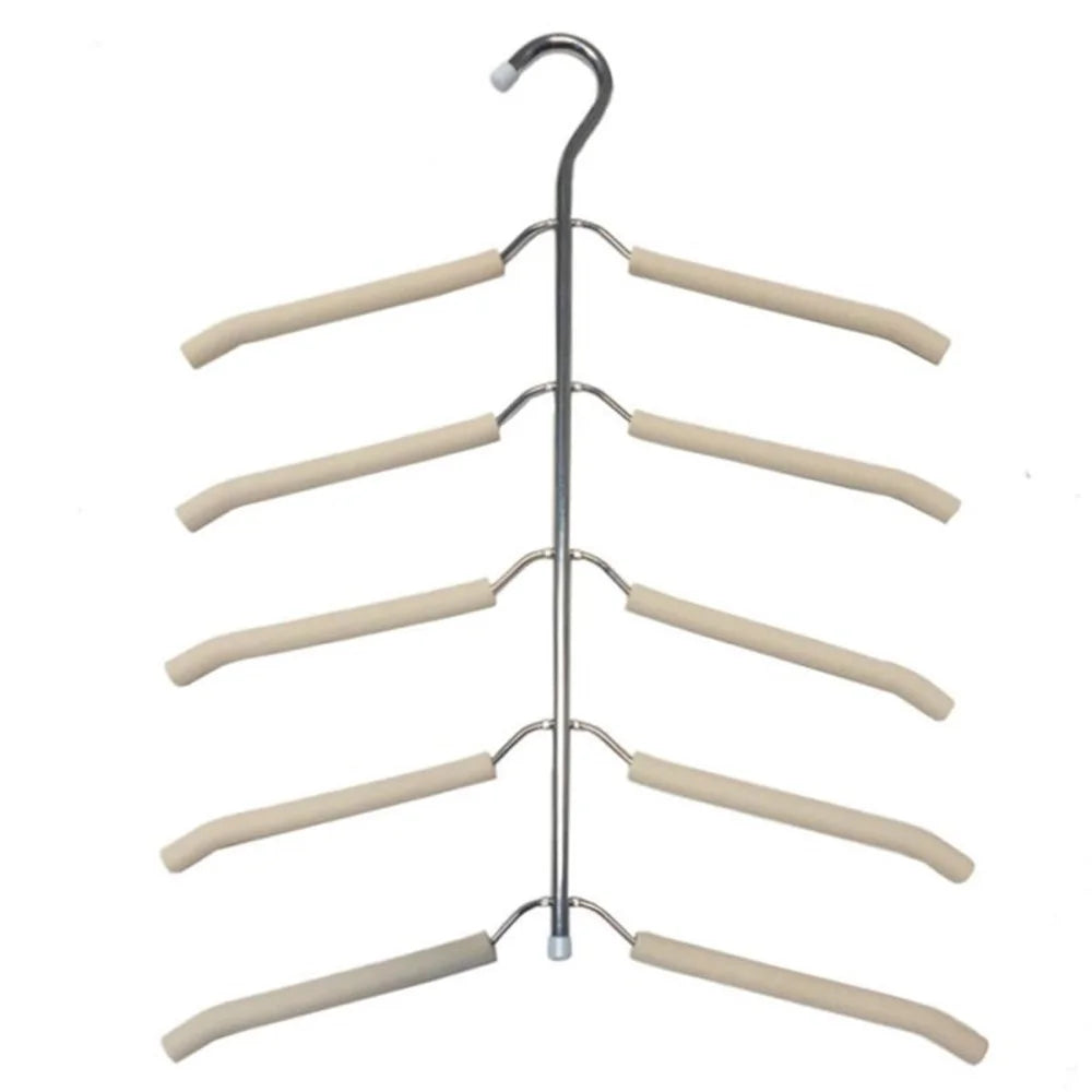 HM-06 5 Layers Space-saving Clothes Hanger High Manganese Steel + EVA Foam Wardrobe Clothes Hanger - Apricot - 1