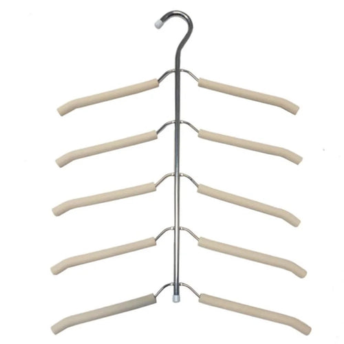 HM-06 5 Layers Space-saving Clothes Hanger High Manganese Steel + EVA Foam Wardrobe Clothes Hanger - Apricot - 1