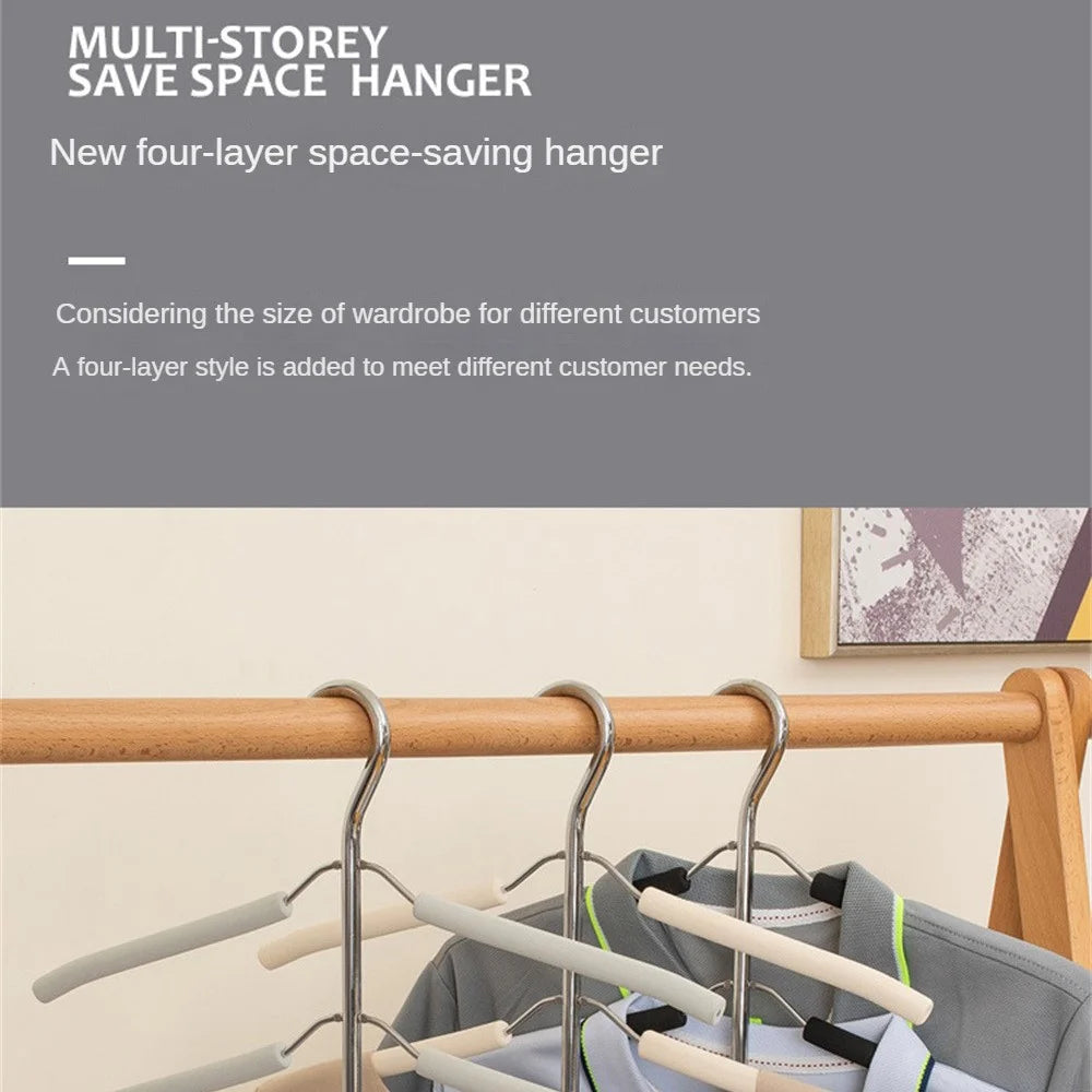 HM-06 5 Layers Space-saving Clothes Hanger High Manganese Steel + EVA Foam Wardrobe Clothes Hanger - Apricot - 3