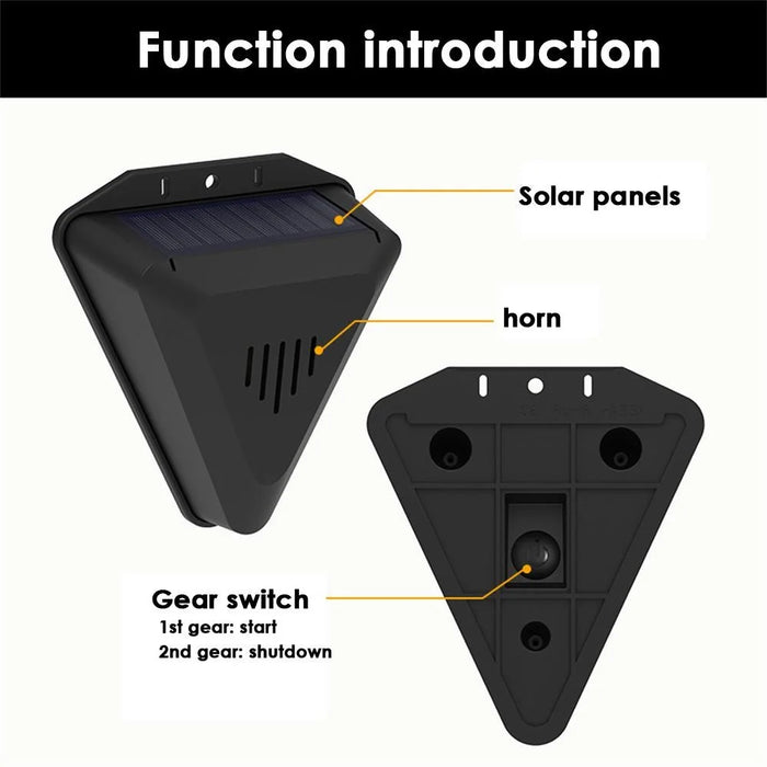 N911Q Solar Powered Outdoor Bird Repeller Multiple Sound Playback Birds Alarm Device - 6