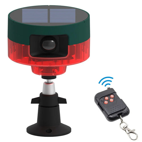 N911S Outdoor Solar Repeller Remote Infrared Human Sensor Recordable Animal Repeller Warning Light - Red - 1