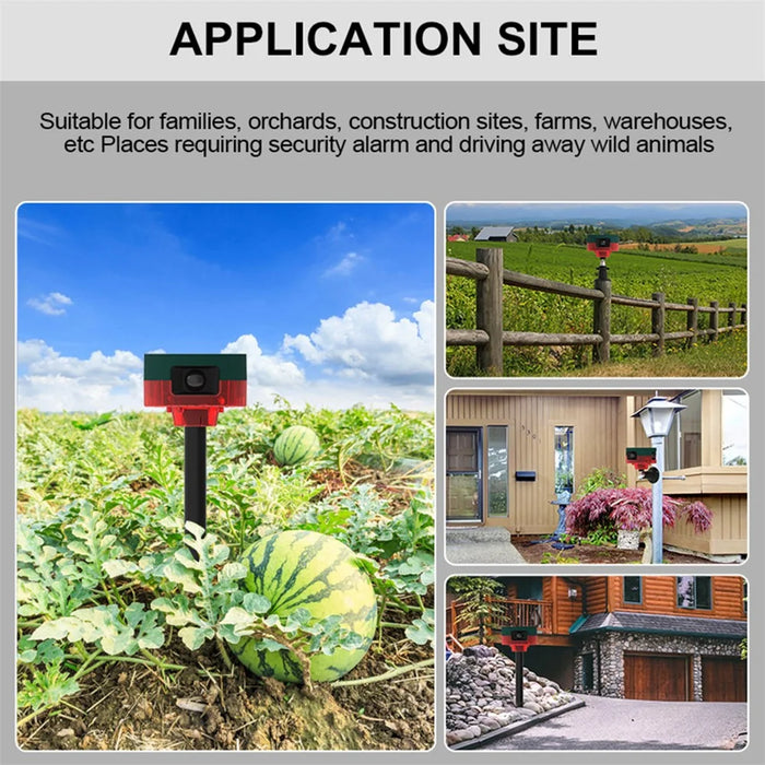 N911S Outdoor Solar Repeller Remote Infrared Human Sensor Recordable Animal Repeller Warning Light - Red - 4