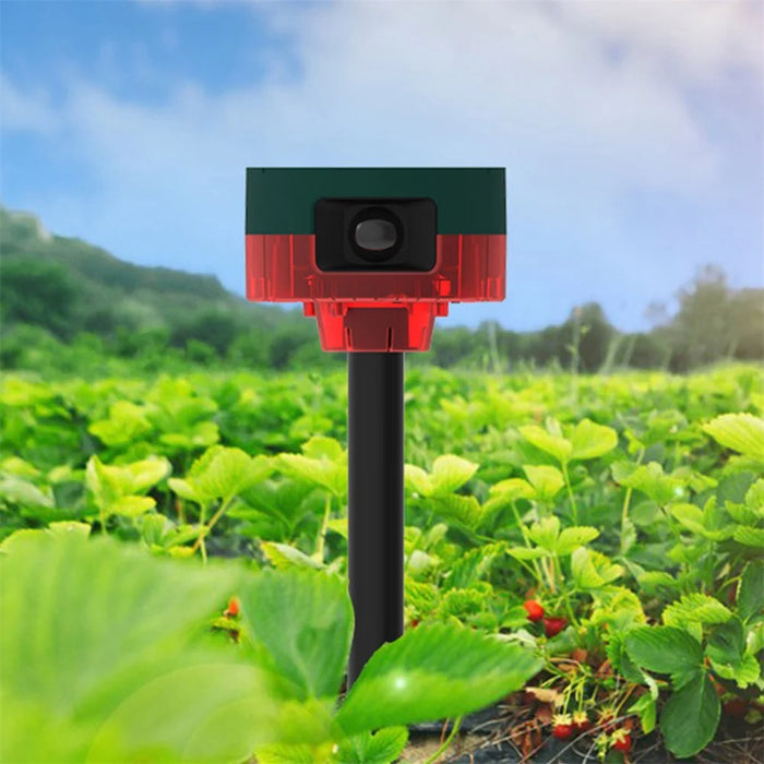N911S Outdoor Solar Repeller Remote Infrared Human Sensor Recordable Animal Repeller Warning Light - Red - 5