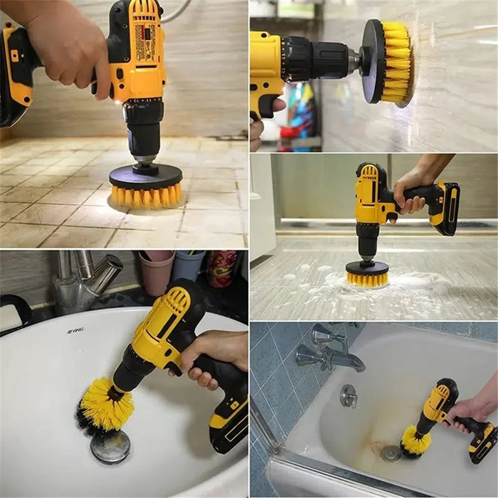 3Pcs / Set 2inch+3.5inch+4inch Power Drill Scrub Clean Brush Kit Electric Drill Replacement Brush Heads - Yellow - 2