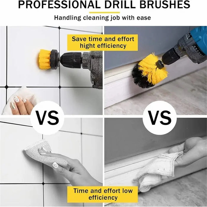 3Pcs / Set 2inch+3.5inch+4inch Power Drill Scrub Clean Brush Kit Electric Drill Replacement Brush Heads - Yellow - 3
