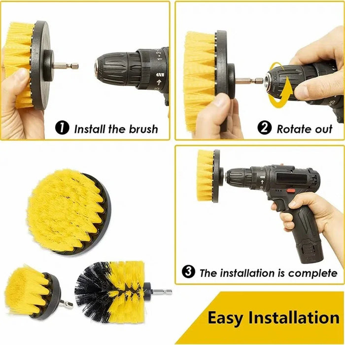 3Pcs / Set 2inch+3.5inch+4inch Power Drill Scrub Clean Brush Kit Electric Drill Replacement Brush Heads - Yellow - 4