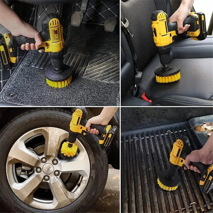 3Pcs / Set 2inch+3.5inch+4inch Power Drill Scrub Clean Brush Kit Electric Drill Replacement Brush Heads - Yellow - 5