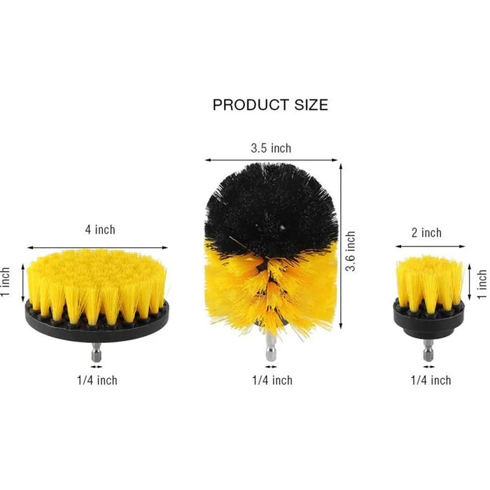 3Pcs / Set 2inch+3.5inch+4inch Power Drill Scrub Clean Brush Kit Electric Drill Replacement Brush Heads - Yellow - 6