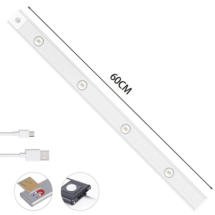 MZ-1602 60CM Self-Adhesive Closet Lamp Cabinet Strip Light Wardrobe Lighting Smart LED Human Body Sensing Night Light - Silver - 2