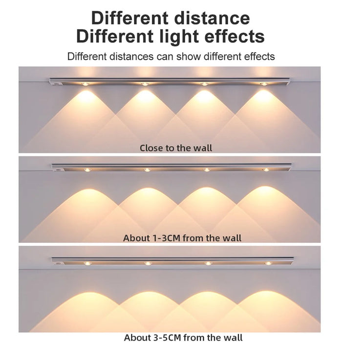 MZ-1602 30CM Smart LED Human Motion Sensing Night Light Self-Adhesive Closet Lamp Cabinet Strip Light for Wardrobe - Black - 7