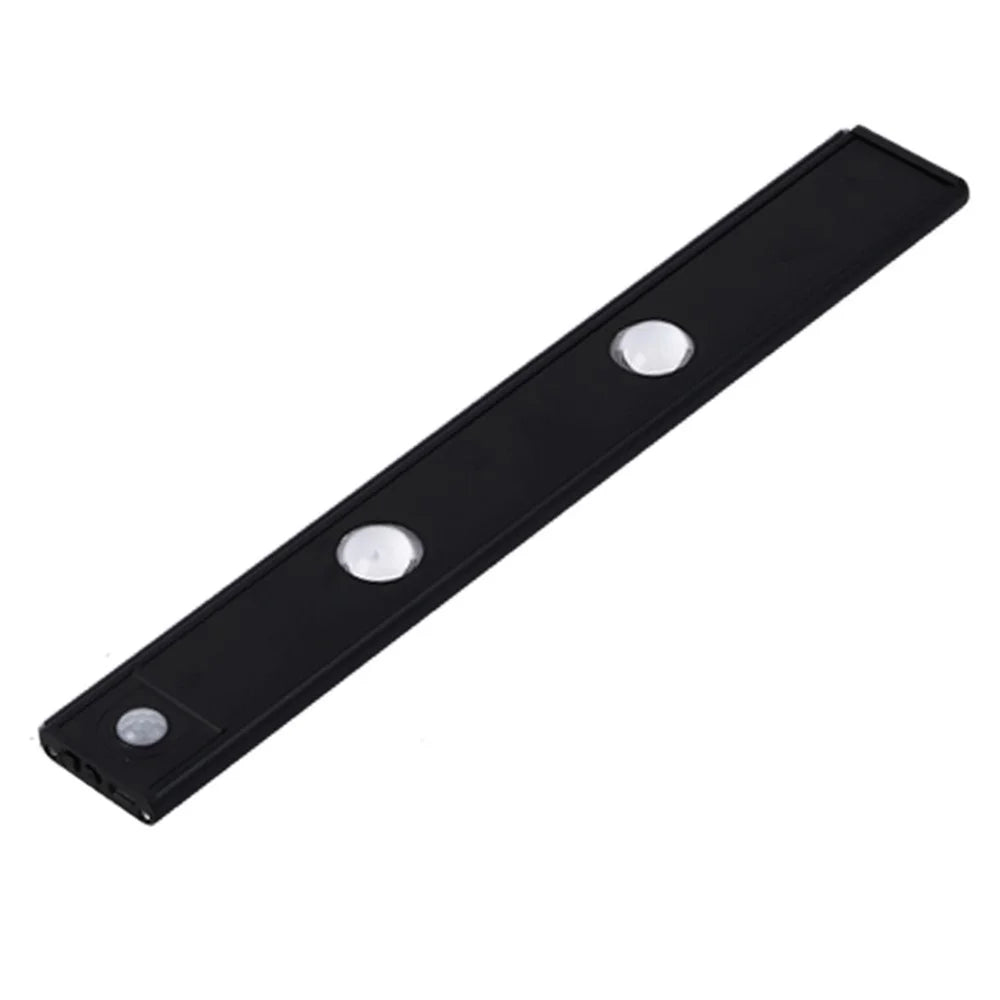 MZ-1602 20CM Slim Strip Light Self-Adhesive Closet Lamp Cabinet Wardrobe Lighting Smart LED Human Body Sensing Night Light - Black - 1