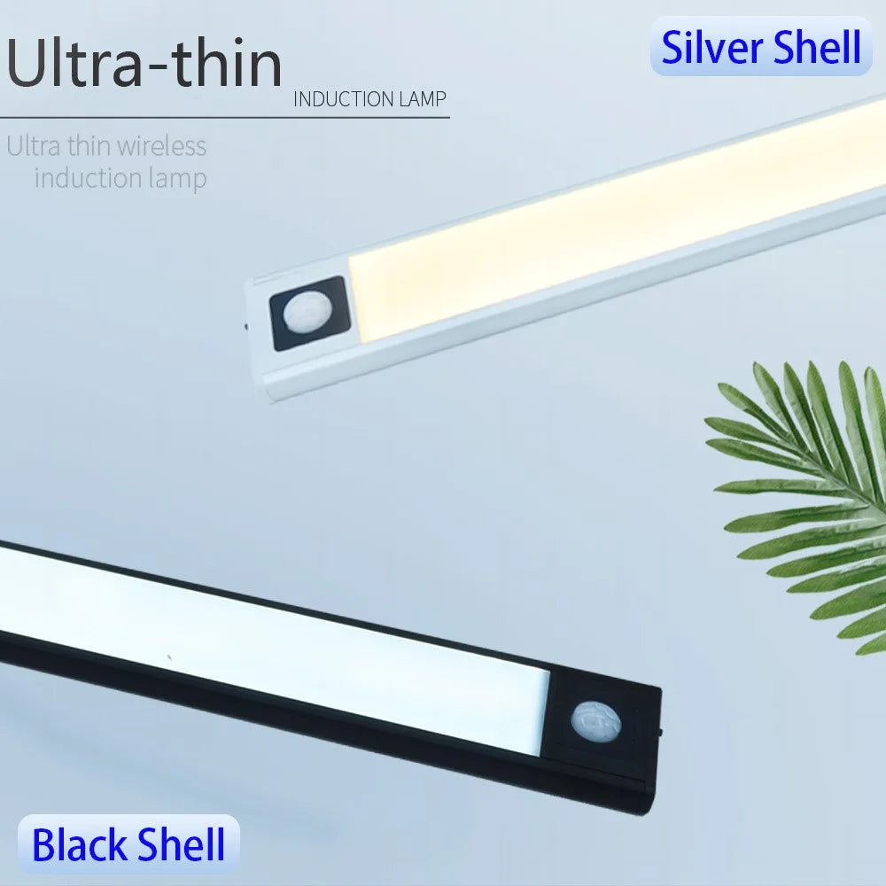 MZ-L1005 80cm Magnetic Suction Wardrobe Light Strip Intelligent Human Sensing Ultra Thin LED Light - Black - 2