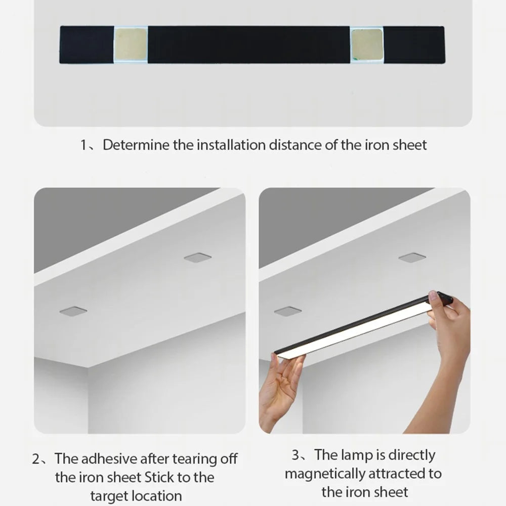MZ-L1005 80cm Magnetic Suction Wardrobe Light Strip Intelligent Human Sensing Ultra Thin LED Light - Black - 6