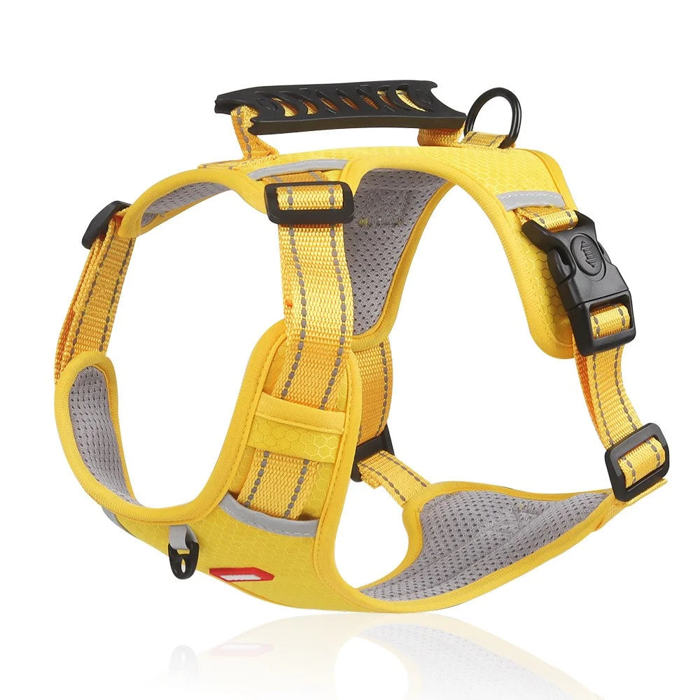 DUOMM HT-524 Breathable Pet Dog Harness Reflective Puppy Gift Safety Vest with Control Handle ST - Yellow / XS - 1