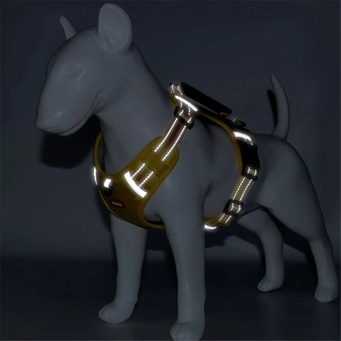 DUOMM HT-524 Breathable Pet Dog Harness Reflective Puppy Gift Safety Vest with Control Handle ST - Yellow / XS - 4