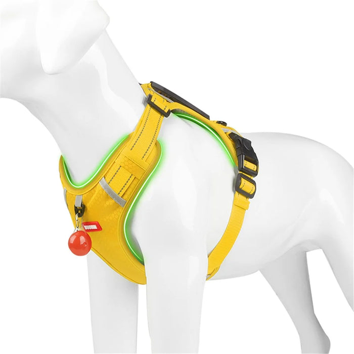 DUOMM HT-524 Breathable Pet Dog Harness Reflective Puppy Gift Safety Vest with Control Handle ST - Yellow / XS - 7